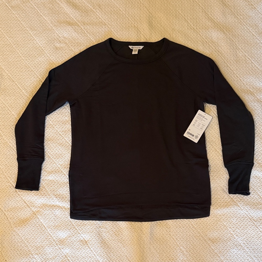 NWT Athleta Coaster Luxe Recover Crewneck Sweatshirt – Black – $79 MSRP